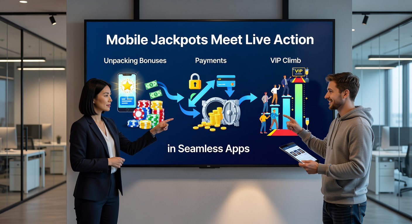 Smartphone mit leuchtendem Jackpot-Rad und Live-Dealer am Tisch in einer Casino-App