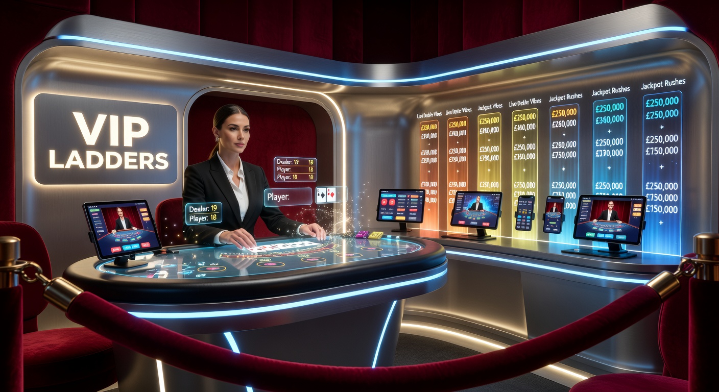 Ein elegantes VIP-Lounge-Ambiente mit Samtvorhängen, Smartphones und leuchtenden Jackpot-Anzeigen in einer modernen Casino-App